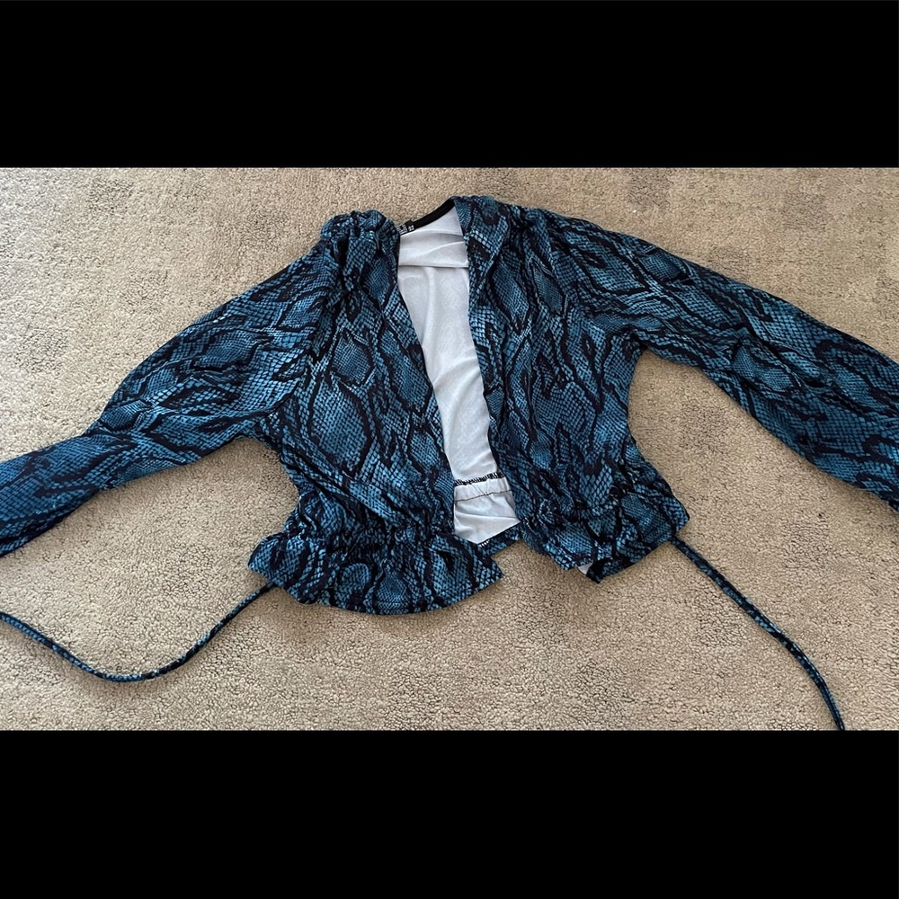 Nasty Gal Blue Snake Skin tie top